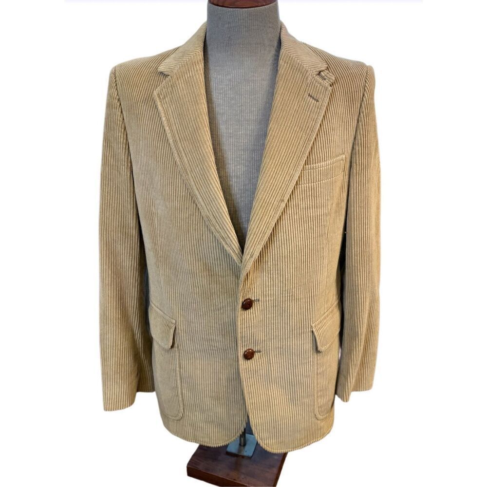 Woodmere Men’s Corduroy 2-Button Sport Coat Tan Sz. 42 Lined Substantial